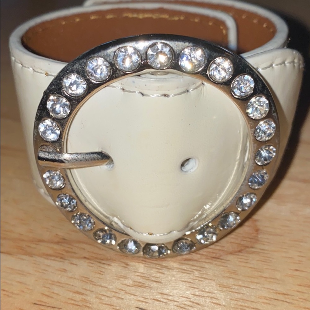 White leather diamond bracelet